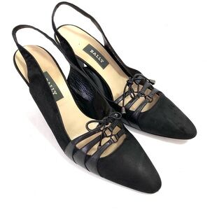 Bally Slingback Pointed Toe Women’s Heels Black 9 M Made In Italy